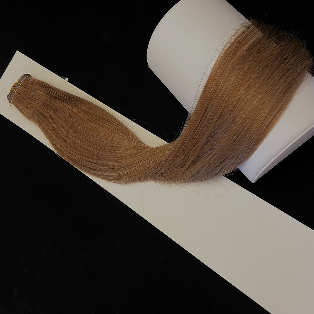 FlatWeft  20" L Hair Extensions 100% Human Remy Hair Color #8 Light Blonde